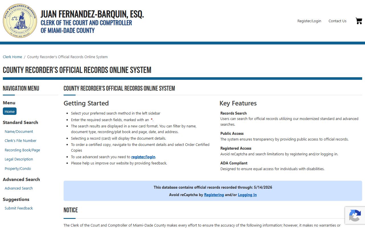 Miami-Dade Court Records Official Records recorder search