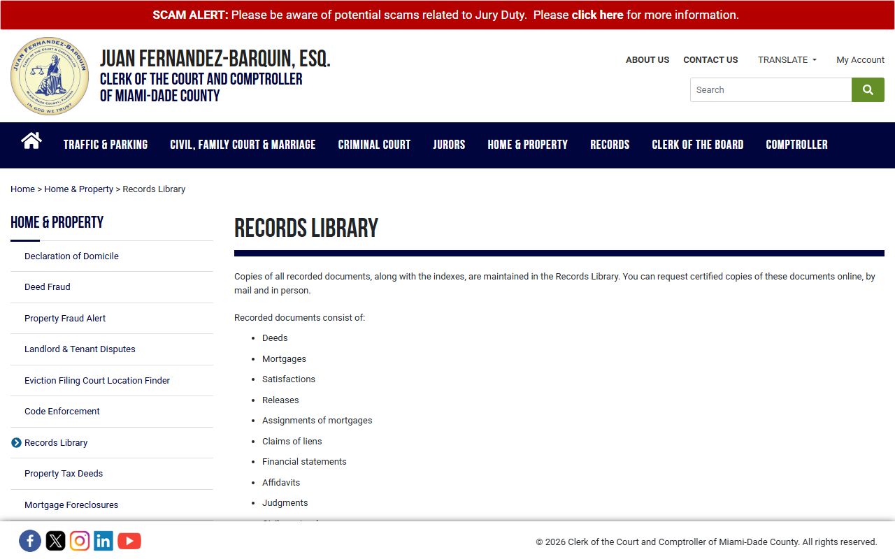 Miami-Dade marriage records Clerk records library