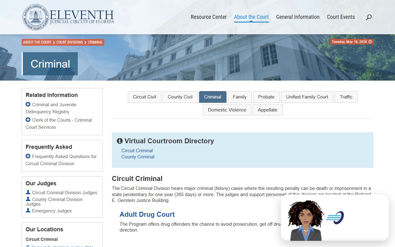 Miami-Dade Circuit Court criminal division page
